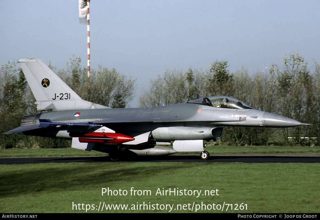 Aircraft Photo of J-231 | General Dynamics F-16A Fighting Falcon | Netherlands - Air Force | AirHistory.net #71261