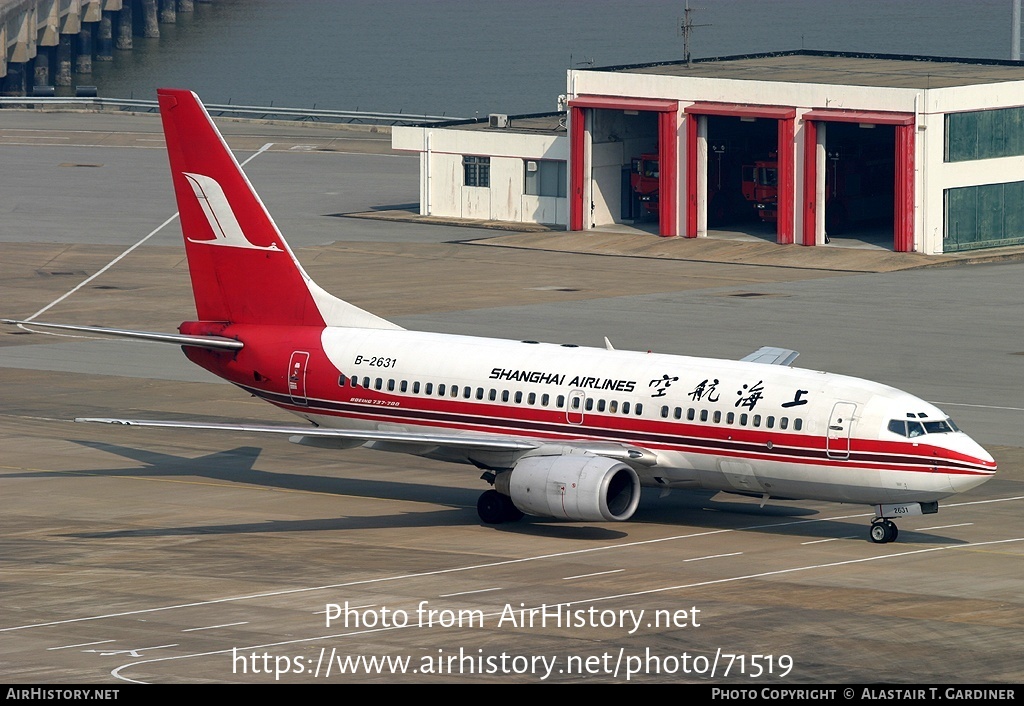 Aircraft Photo of B-2631 | Boeing 737-7Q8 | Shanghai Airlines | AirHistory.net #71519