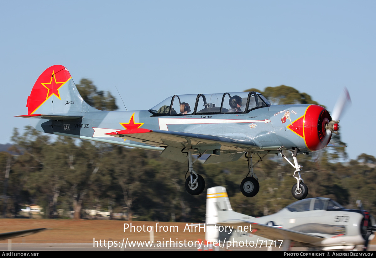 Aircraft Photo of VH-RUZ | Yakovlev Yak-52 | Soviet Union - Air Force | AirHistory.net #71717