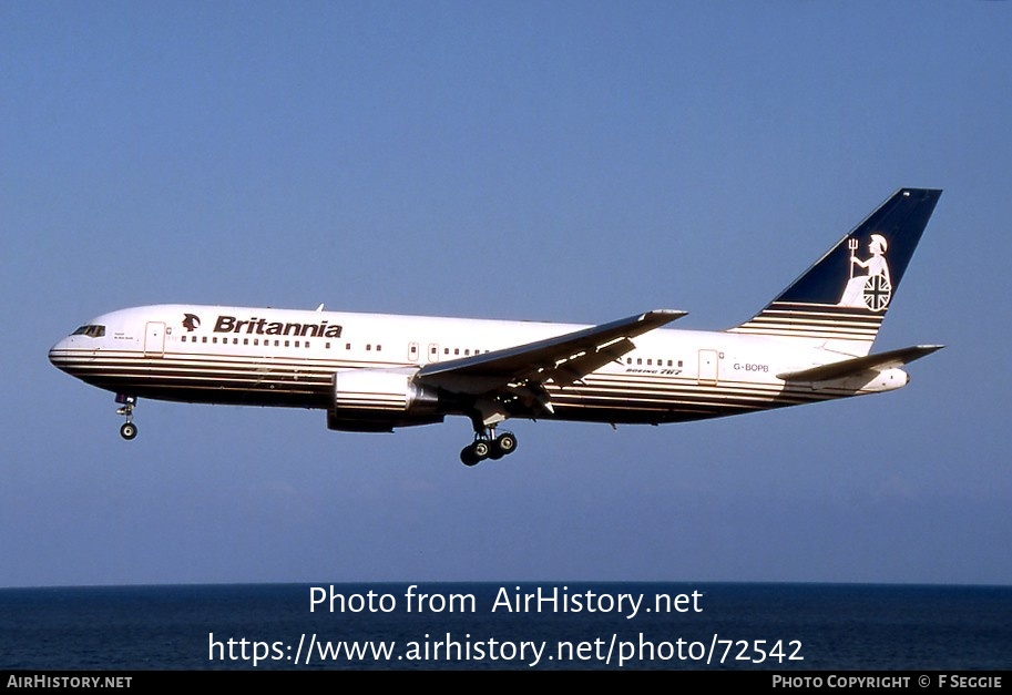 Aircraft Photo of G-BOPB | Boeing 767-204/ER | Britannia Airways | AirHistory.net #72542