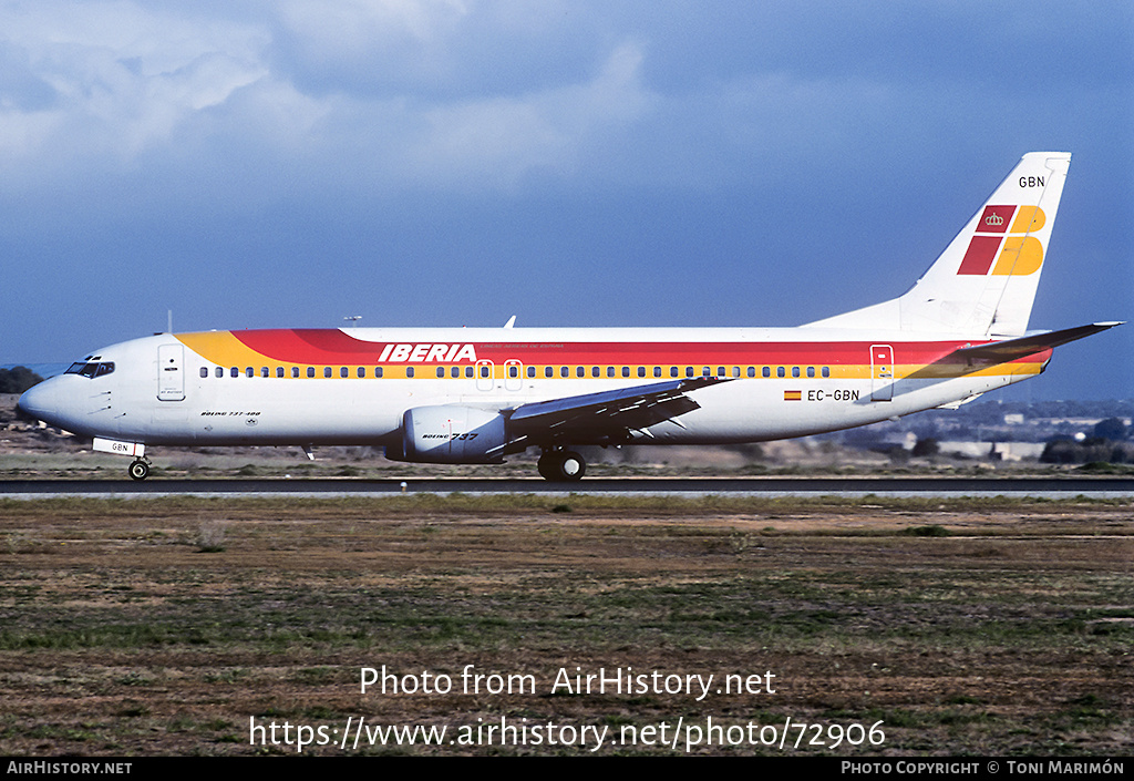 Aircraft Photo of EC-GBN | Boeing 737-4Y0 | Iberia | AirHistory.net #72906