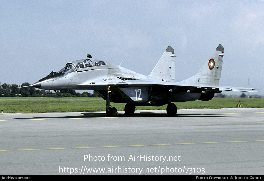 Aircraft Photo of 12 | Mikoyan-Gurevich MiG-29UB (9-51) | Bulgaria - Air Force | AirHistory.net #73103