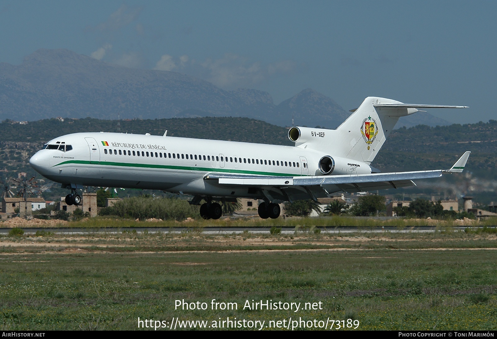 Aircraft Photo of 6V-AEF | Boeing 727-2M1/Adv(RE) Super 27 | République du Sénégal | AirHistory.net #73189