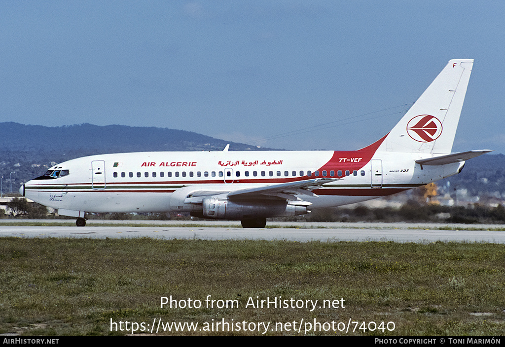 Aircraft Photo of 7T-VEF | Boeing 737-2D6/Adv | Air Algérie | AirHistory.net #74040