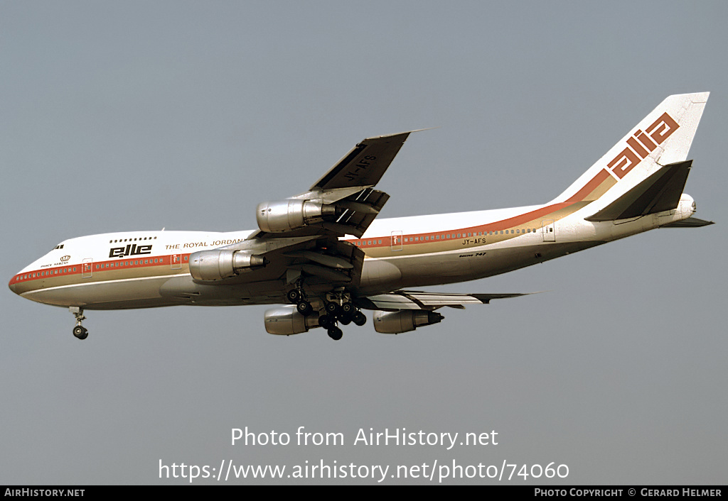 Aircraft Photo of JY-AFS | Boeing 747-2D3B | Alia - The Royal Jordanian Airline | AirHistory.net #74060