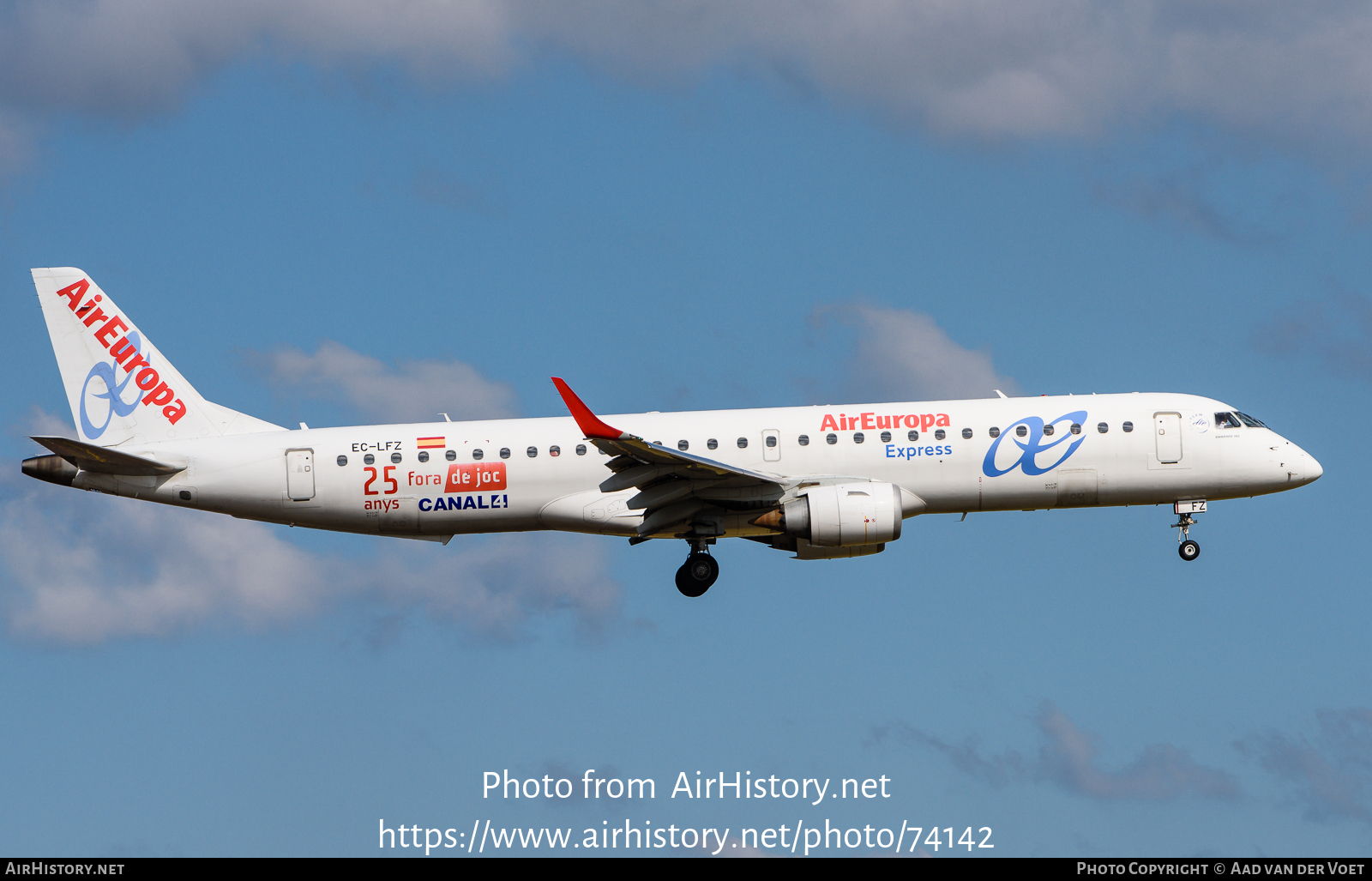 Aircraft Photo of EC-LFZ | Embraer 195LR (ERJ-190-200LR) | Air Europa Express | AirHistory.net #74142