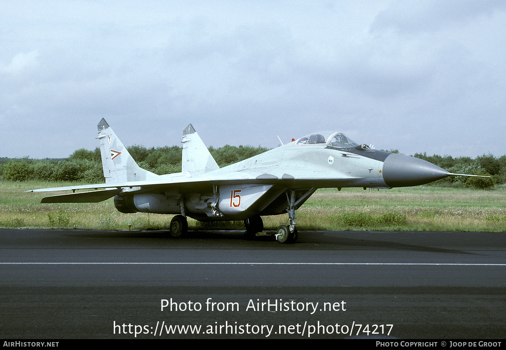 Aircraft Photo of 15 | Mikoyan-Gurevich MiG-29A (9-12A) | Hungary - Air Force | AirHistory.net #74217