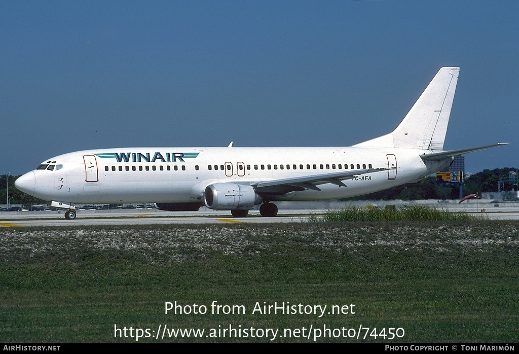 Aircraft Photo of TC-AFA | Boeing 737-4Q8 | WinAir | AirHistory.net #74450