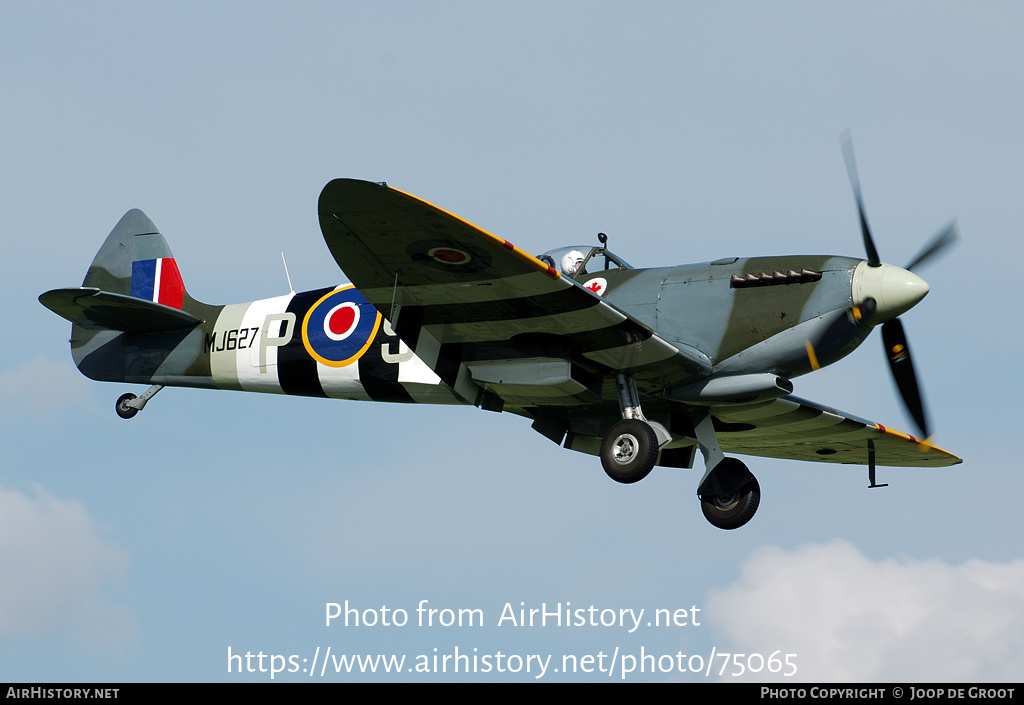 Aircraft Photo of G-BMSB / MJ627 | Supermarine 509 Spitfire T9 | UK ...