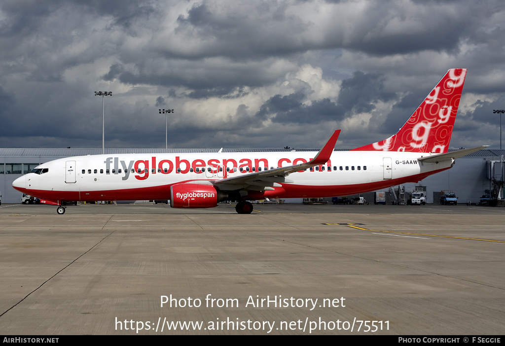 Aircraft Photo of G-SAAW | Boeing 737-8Q8 | Flyglobespan | AirHistory.net #75511