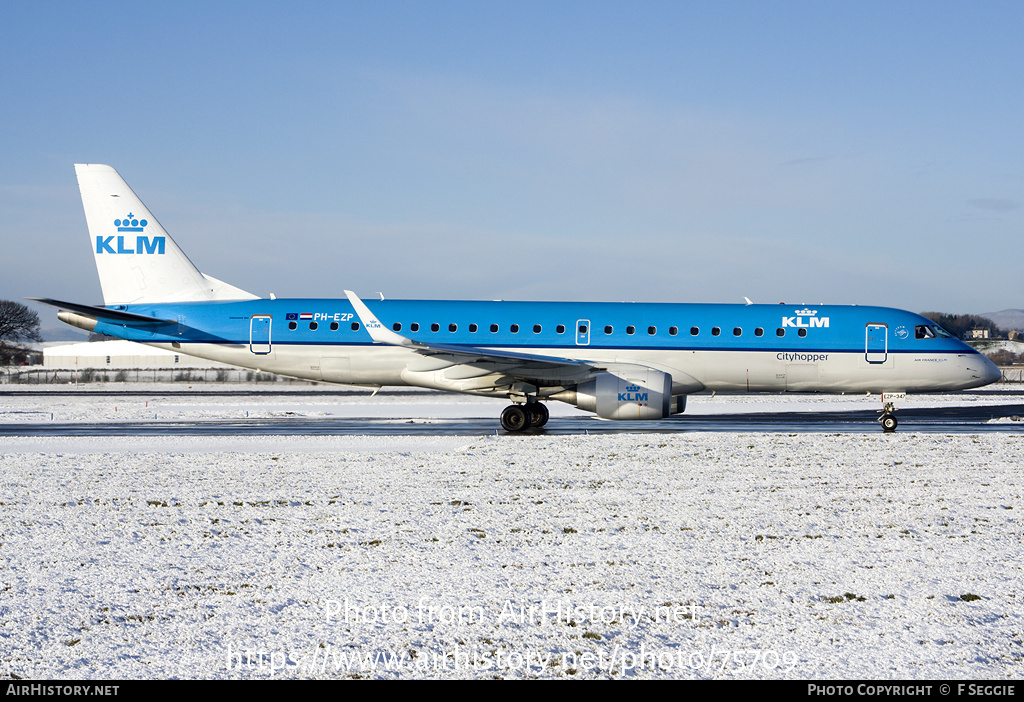 Aircraft Photo of PH-EZP | Embraer 190STD (ERJ-190-100STD) | KLM Cityhopper | AirHistory.net #75709