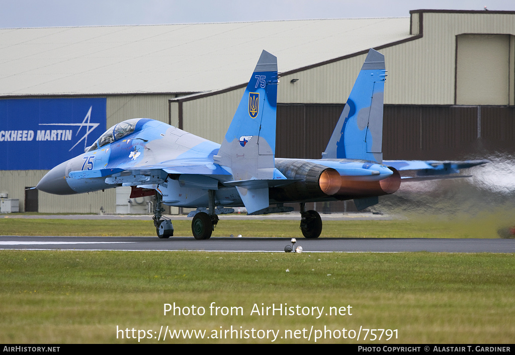 Aircraft Photo of 75 blue | Sukhoi Su-27UB | Ukraine - Air Force | AirHistory.net #75791