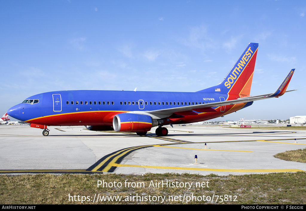 Aircraft Photo of N276WN | Boeing 737-7H4 | Southwest Airlines | AirHistory.net #75812