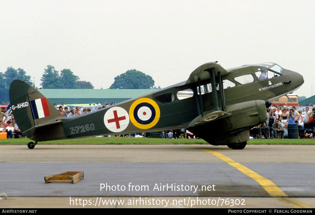 Aircraft Photo of G-AHGD / Z7258 | De Havilland D.H. 89A Dragon Rapide | AirHistory.net #76302