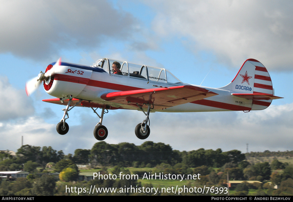 Aircraft Photo of VH-YIK | Yakovlev Yak-52 | Soviet Union - DOSAAF | AirHistory.net #76393