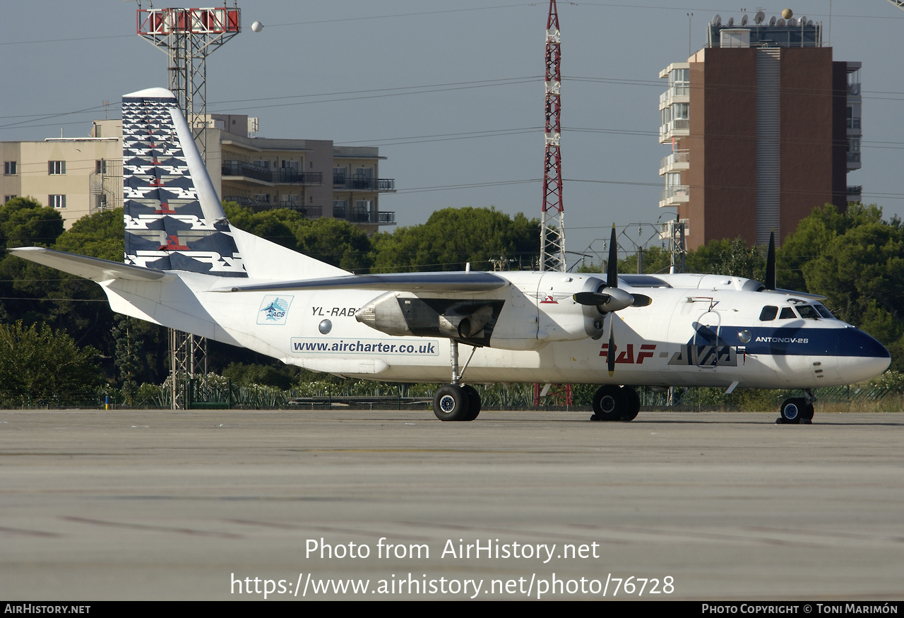 Aircraft Photo of YL-RAB | Antonov An-26B | RAF-Avia Airlines | AirHistory.net #76728