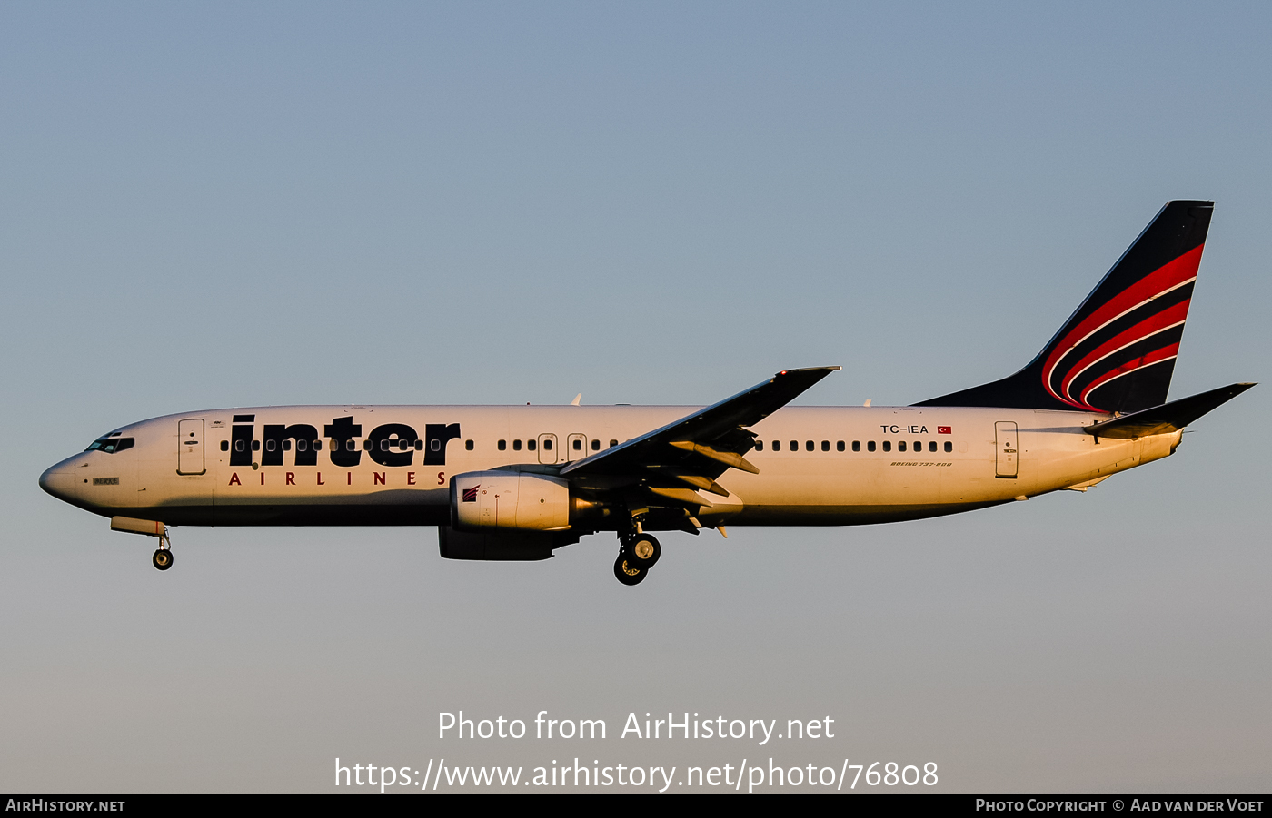 Aircraft Photo of TC-IEA | Boeing 737-8CX | Inter Airlines | AirHistory ...