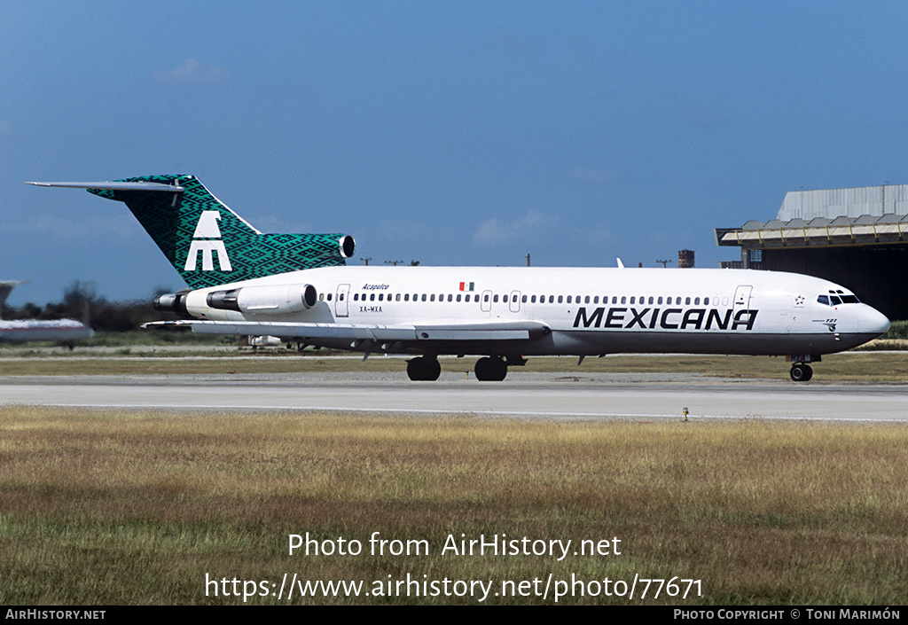 Aircraft Photo of XA-MXA | Boeing 727-264/Adv | Mexicana | AirHistory.net #77671