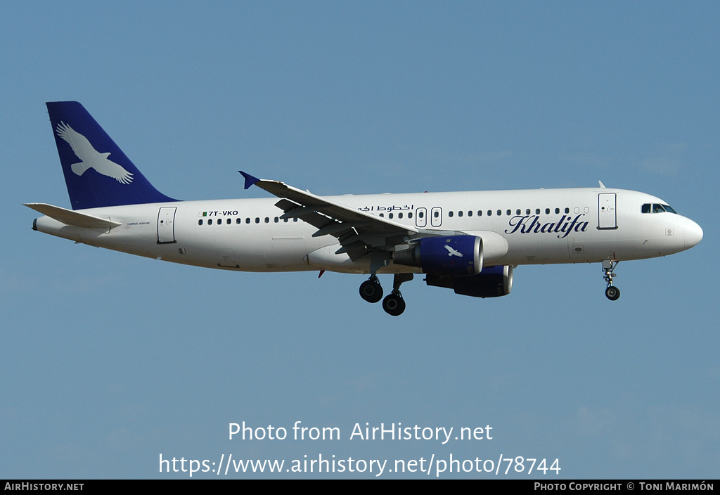 Aircraft Photo of 7T-VKO | Airbus A320-211 | Khalifa Airways | AirHistory.net #78744