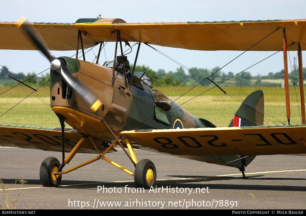 Aircraft Photo of G-AGYU / DE208 | De Havilland D.H. 82A Tiger Moth II | UK - Air Force | AirHistory.net #78891