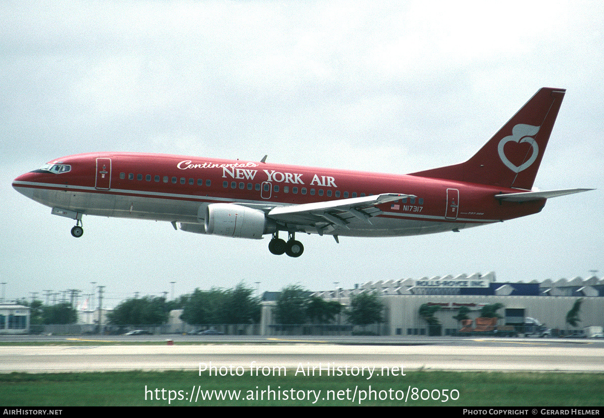 Aircraft Photo of N17317 | Boeing 737-3T0 | Continental's New York Air | AirHistory.net #80050