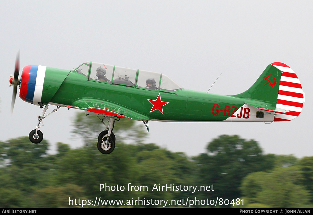 Aircraft Photo of G-BZJB | Yakovlev Yak-52 | Soviet Union - Air Force | AirHistory.net #80481