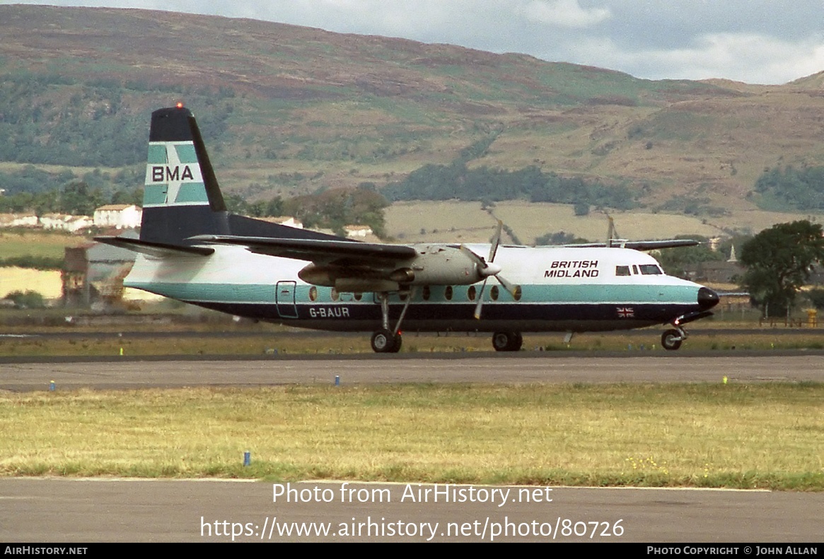 Aircraft Photo of G-BAUR | Fokker F27-200 Friendship | British Midland Airways - BMA | AirHistory.net #80726