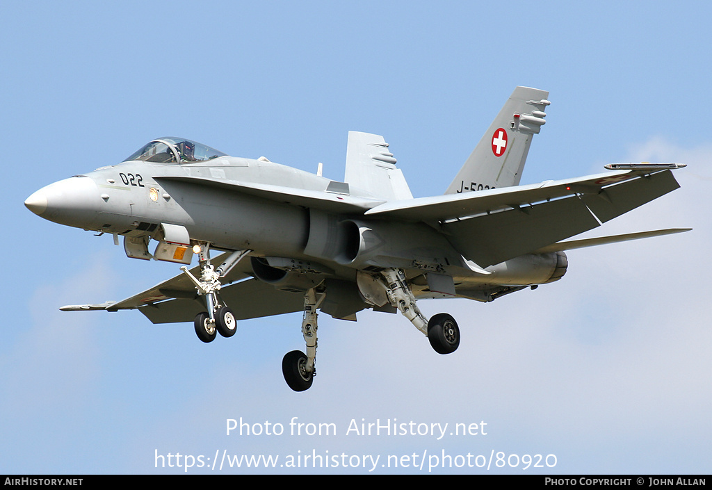 Aircraft Photo of J-5022 | McDonnell Douglas F/A-18C Hornet | Switzerland - Air Force | AirHistory.net #80920