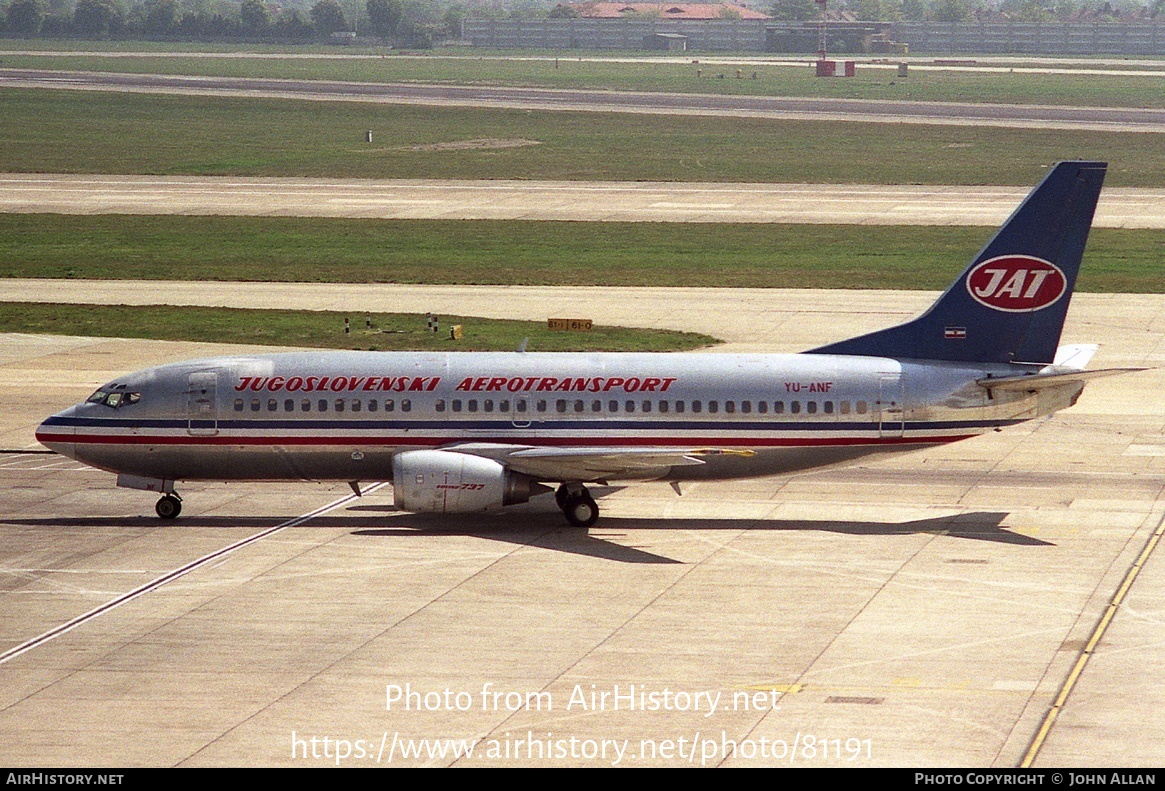 Aircraft Photo of YU-ANF | Boeing 737-3H9 | JAT Yugoslav Airlines - Jugoslovenski Aerotransport | AirHistory.net #81191