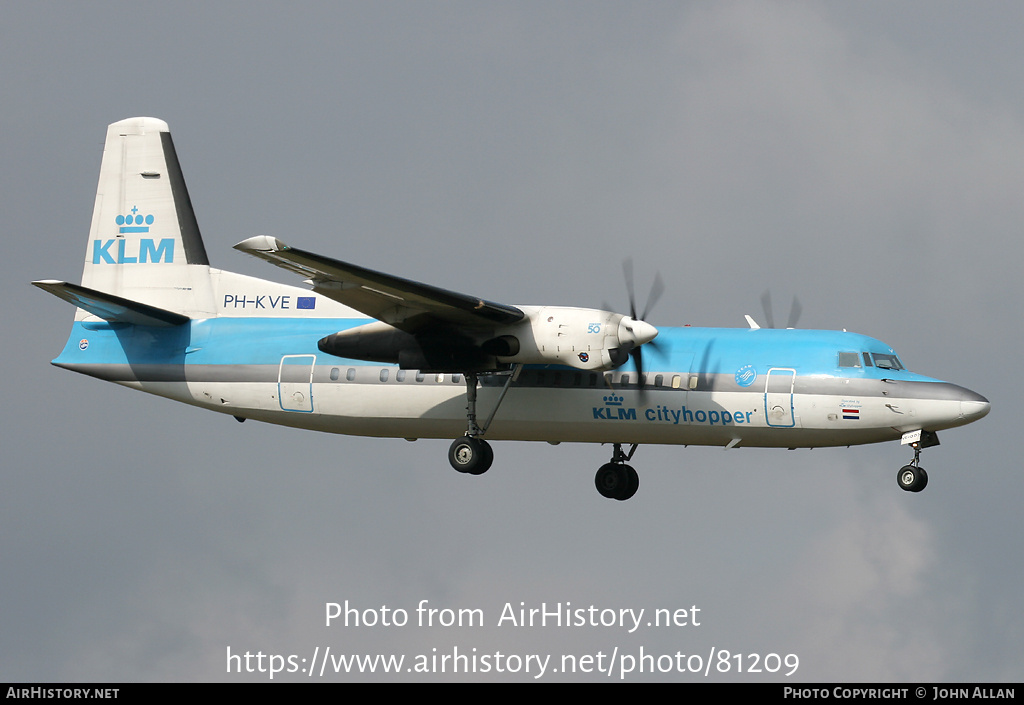 Aircraft Photo of PH-KVE | Fokker 50 | KLM Cityhopper | AirHistory.net #81209