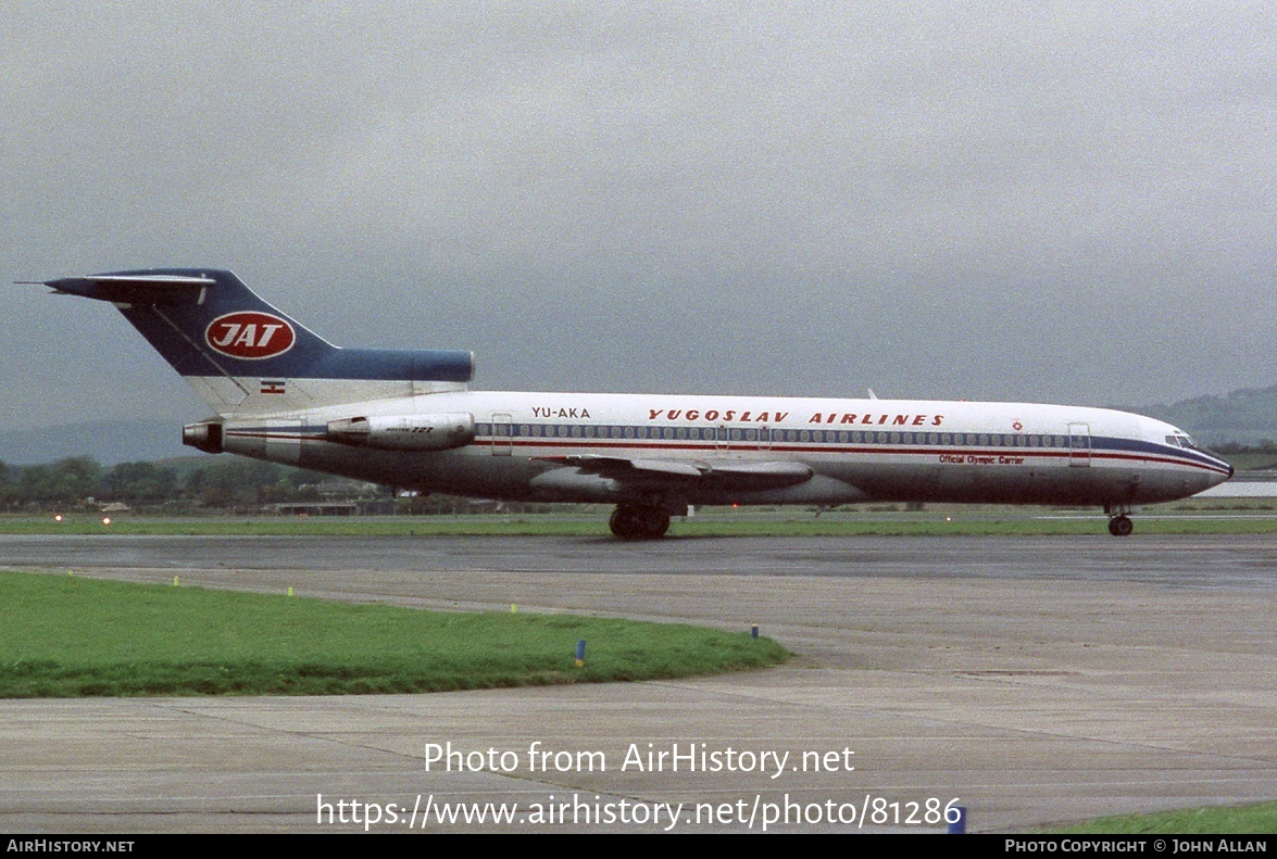 Aircraft Photo of YU-AKA | Boeing 727-2H9/Adv | JAT Yugoslav Airlines - Jugoslovenski Aerotransport | AirHistory.net #81286