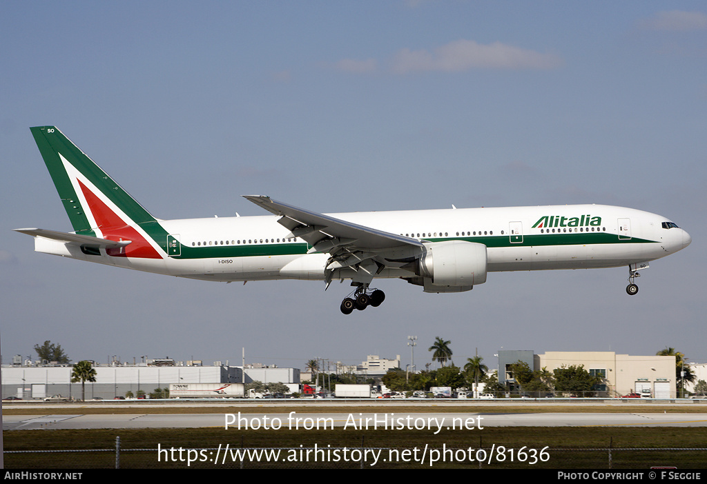 Aircraft Photo of I-DISO | Boeing 777-243/ER | Alitalia | AirHistory.net #81636