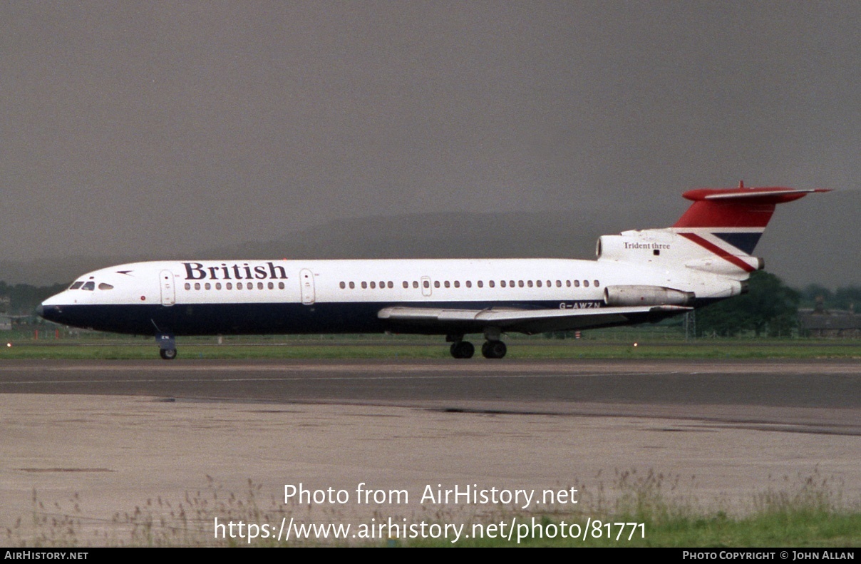 Aircraft Photo of G-AWZN | Hawker Siddeley HS-121 Trident 3B | British Airways | AirHistory.net #81771