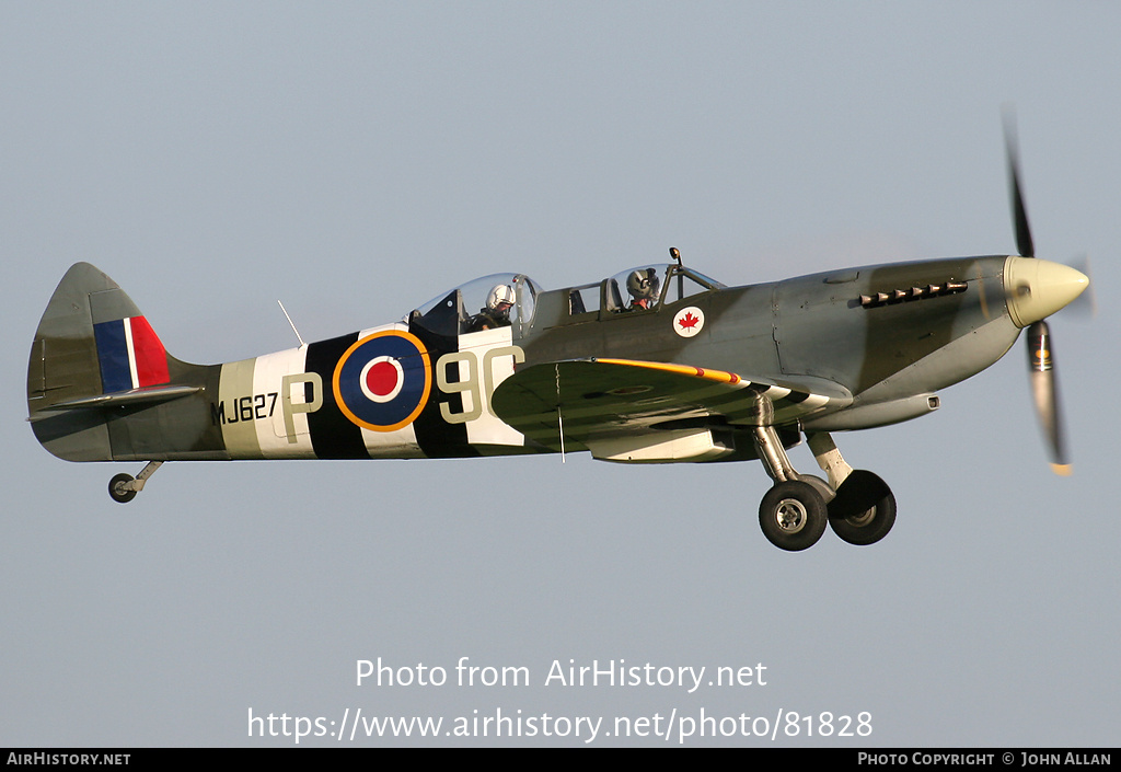 Aircraft Photo of G-BMSB / MJ627 | Supermarine 509 Spitfire T9 | UK - Air Force | AirHistory.net #81828