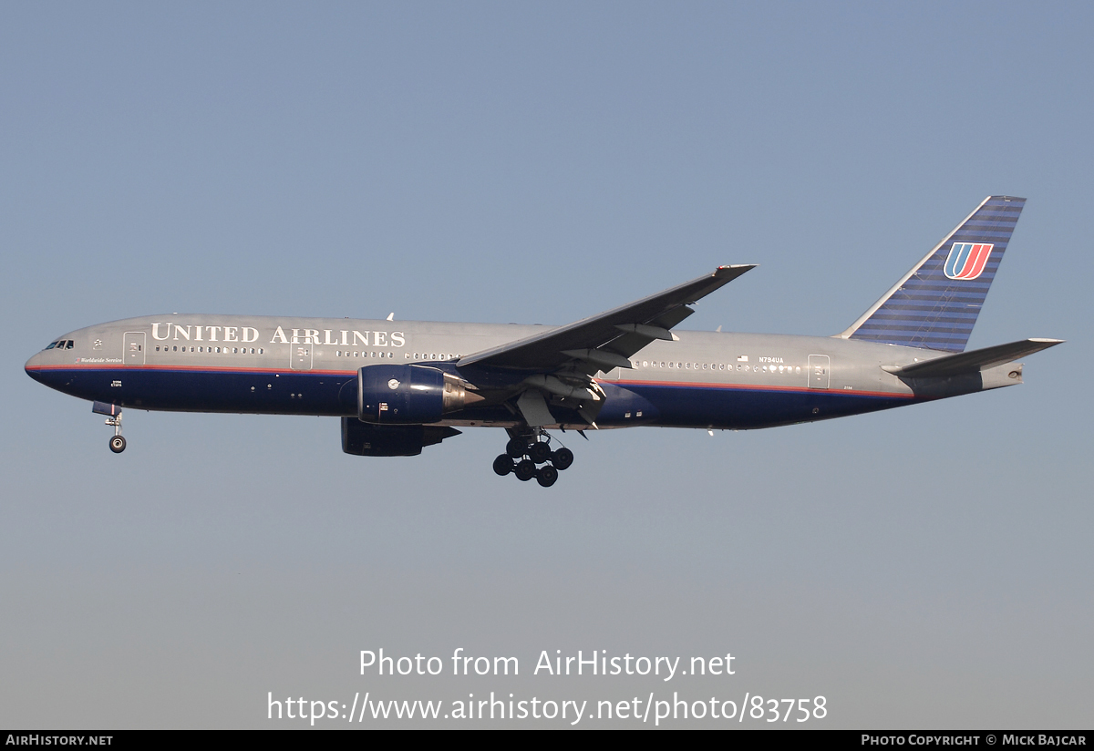 Aircraft Photo of N794UA | Boeing 777-222/ER | United Airlines | AirHistory.net #83758