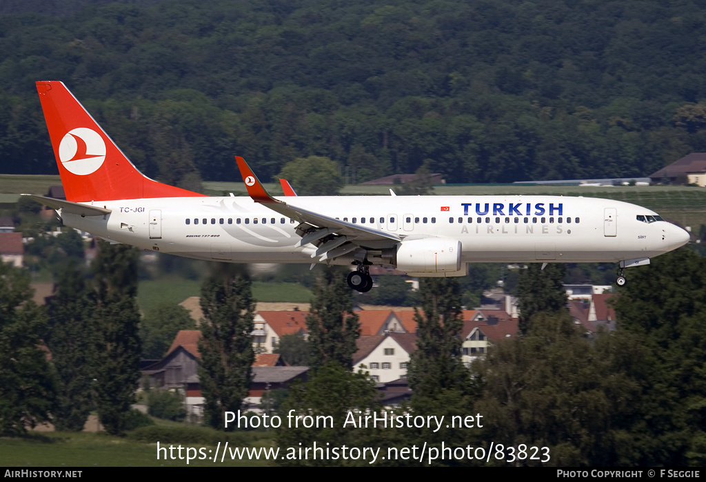 Aircraft Photo of TC-JGI | Boeing 737-8F2 | Turkish Airlines | AirHistory.net #83823