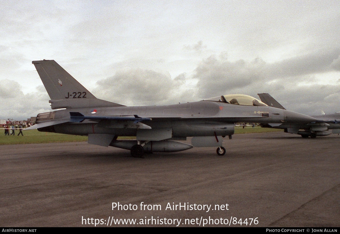 Aircraft Photo of J-222 | General Dynamics F-16A Fighting Falcon | Netherlands - Air Force | AirHistory.net #84476