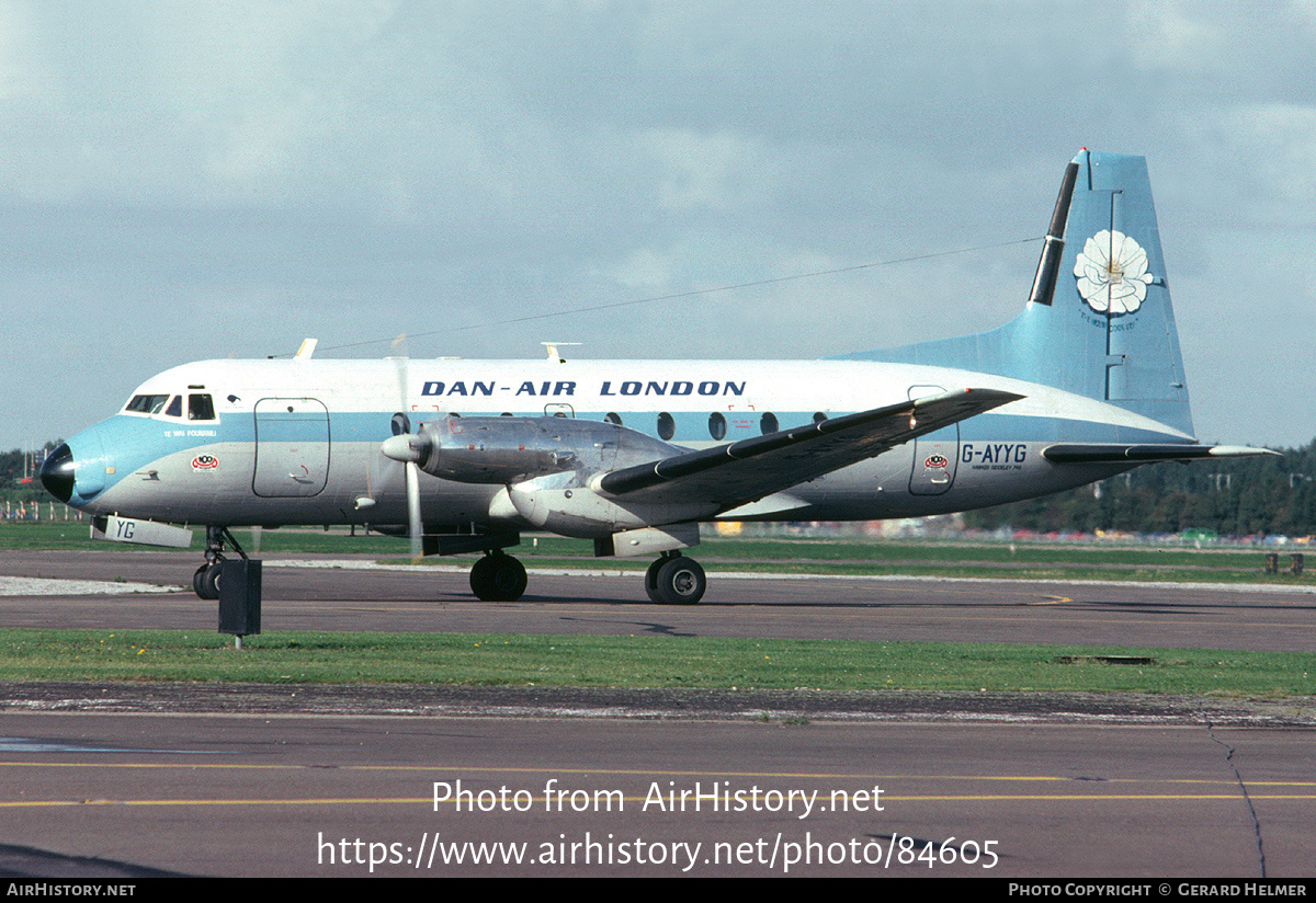 Aircraft Photo of G-AYYG | Hawker Siddeley HS-748 Srs2A/275 | Dan-Air London | AirHistory.net #84605