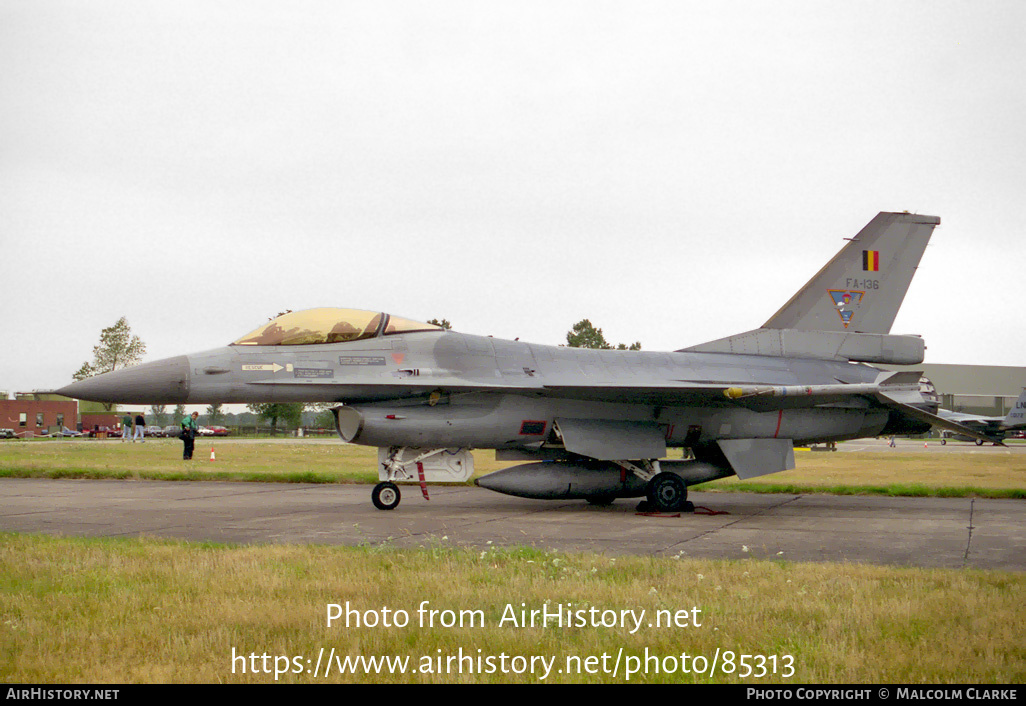 Aircraft Photo of FA-136 | General Dynamics F-16A Fighting Falcon | Belgium - Air Force | AirHistory.net #85313