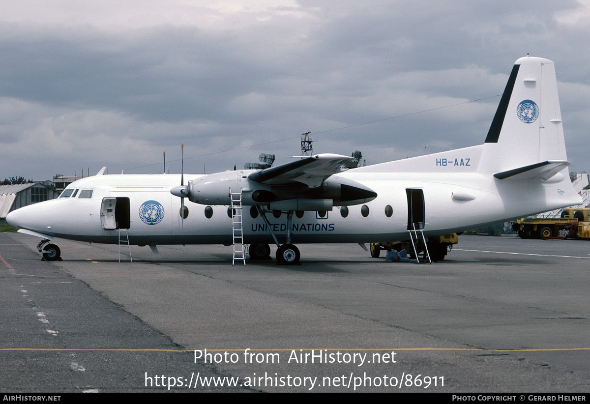 Aircraft Photo of HB-AAZ | Fokker F27-400 Friendship | United Nations | AirHistory.net #86911