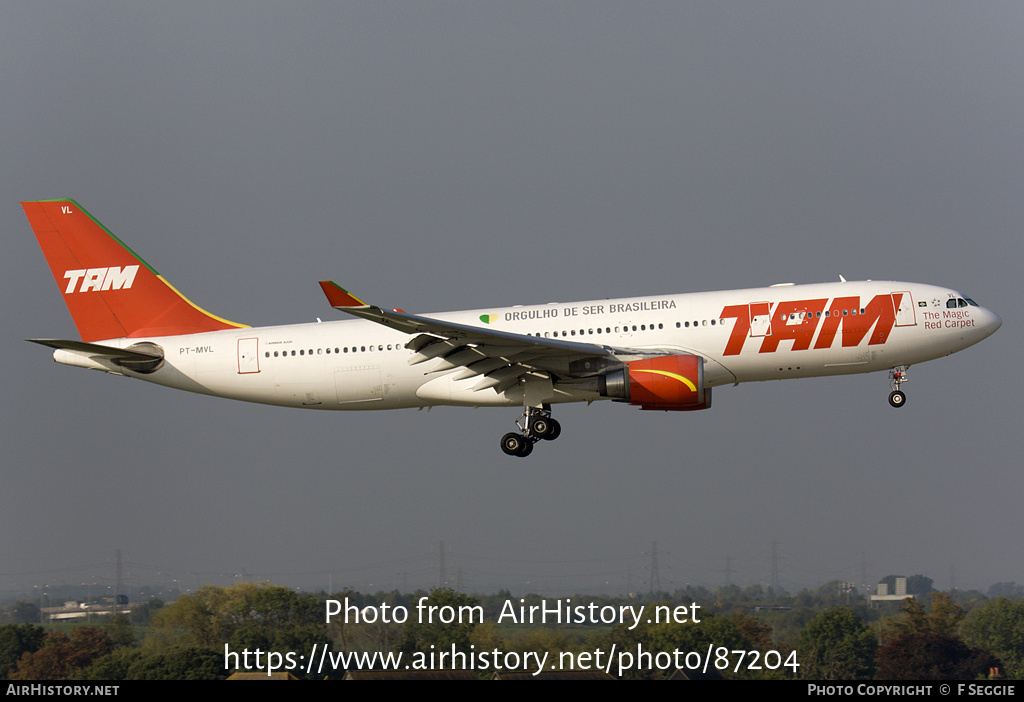 Aircraft Photo of PT-MVL | Airbus A330-203 | TAM Linhas Aéreas | AirHistory.net #87204