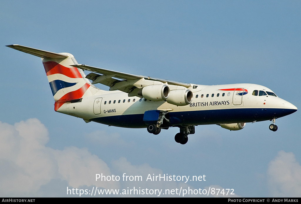 Aircraft Photo of G-MANS | British Aerospace BAe-146-200 | British Airways | AirHistory.net #87472