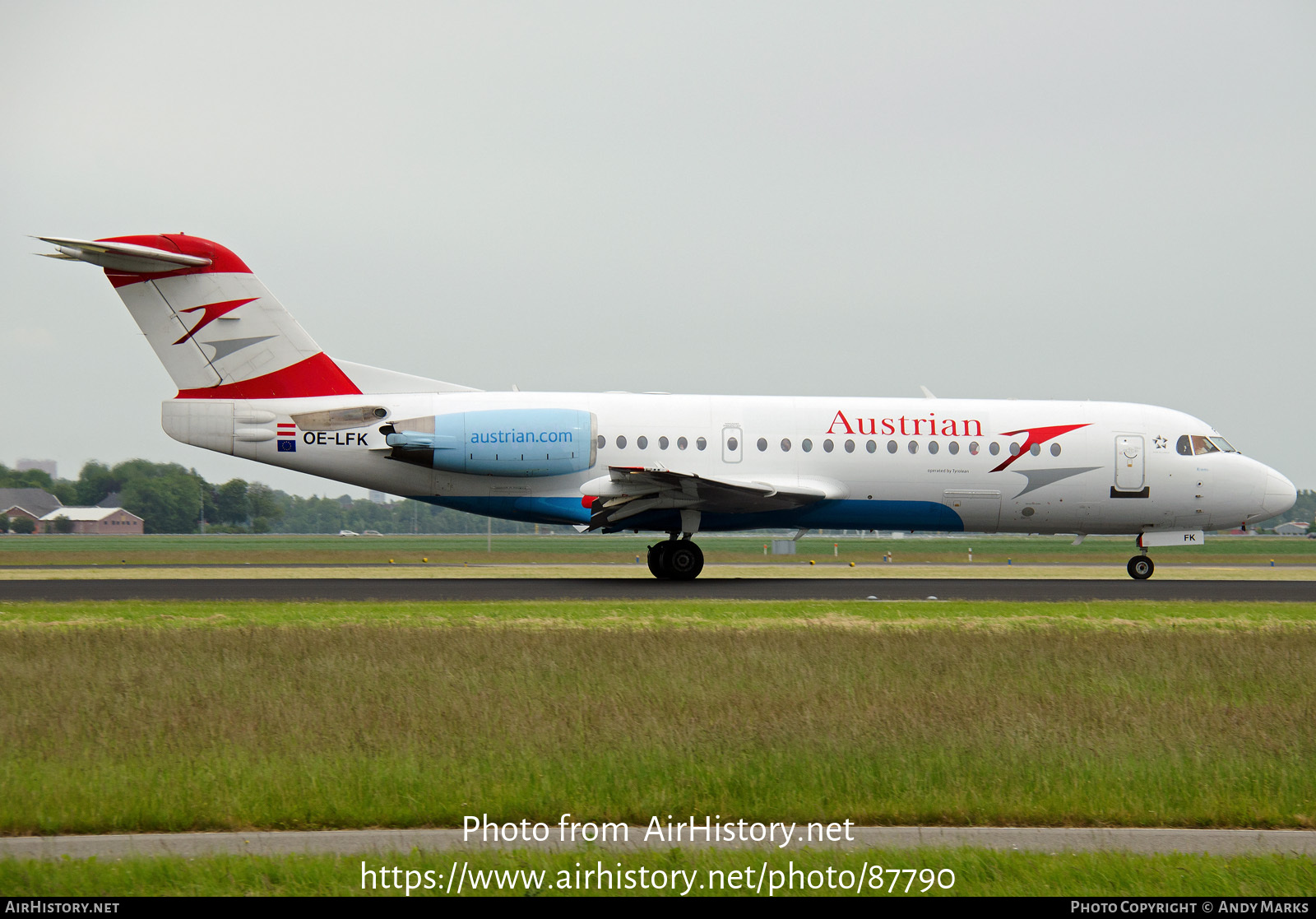 Aircraft Photo of OE-LFK | Fokker 70 (F28-0070) | Austrian Airlines | AirHistory.net #87790