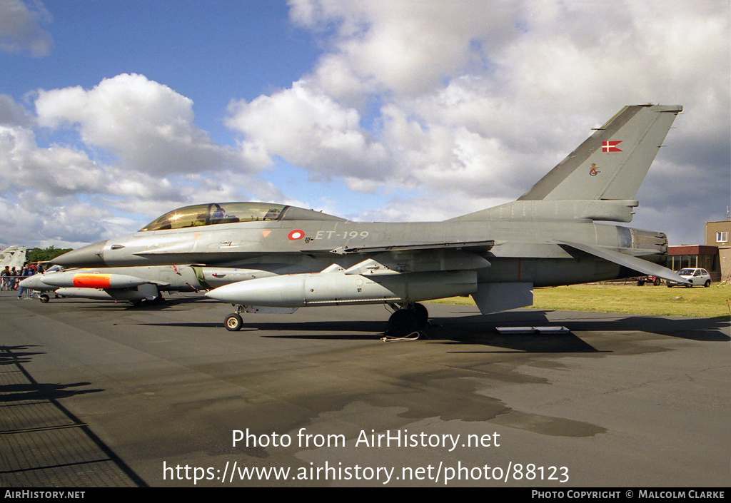 Aircraft Photo of ET-199 | General Dynamics F-16B Fighting Falcon | Denmark - Air Force | AirHistory.net #88123