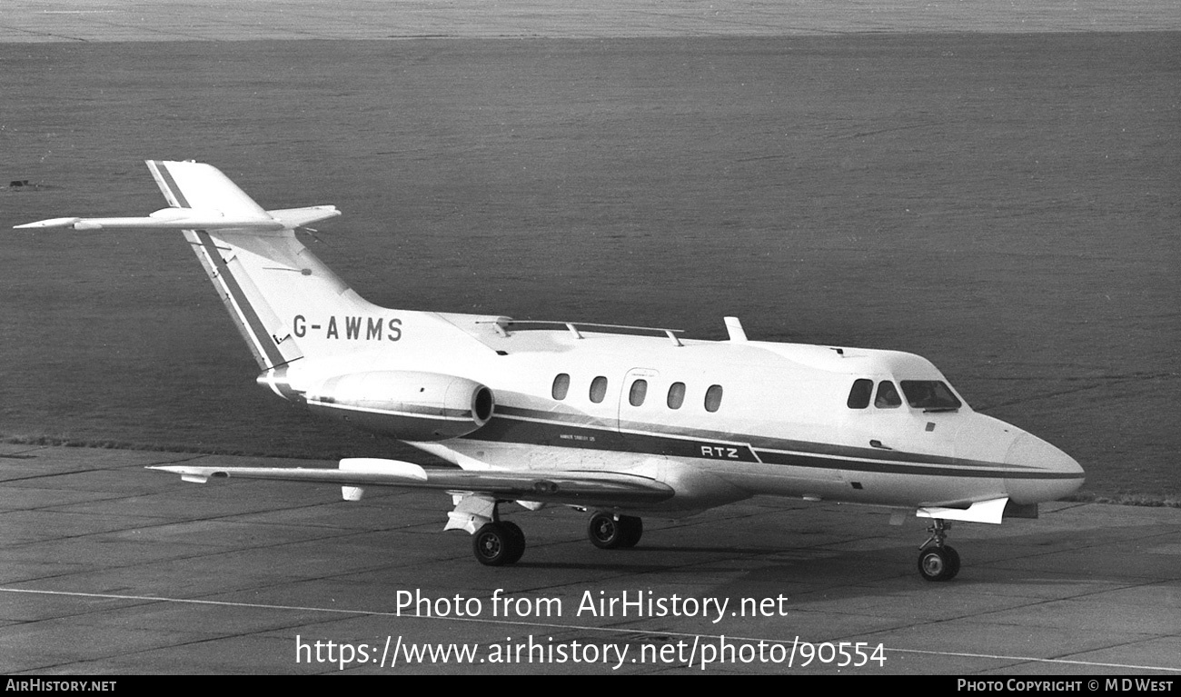 Aircraft Photo of G-AWMS | Hawker Siddeley HS-125-3B | Rio Tinto Zinc Corporation | AirHistory.net #90554