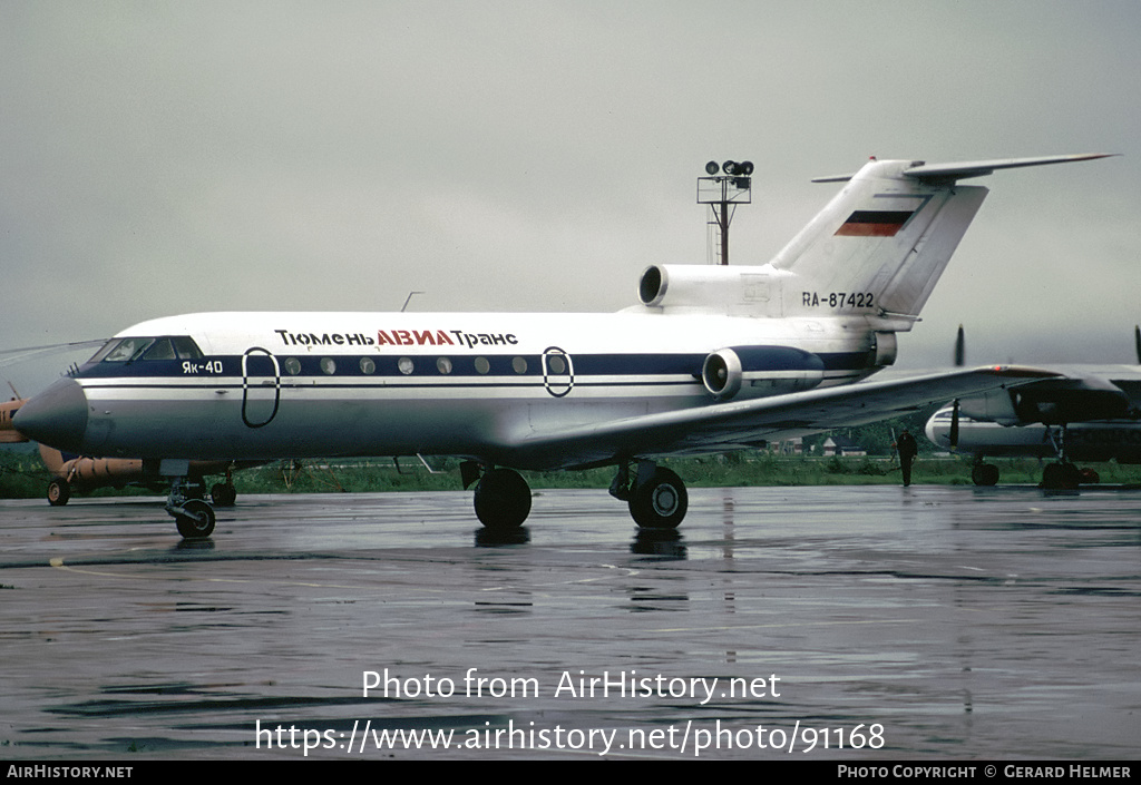 Aircraft Photo of RA-87422 | Yakovlev Yak-40 | Tyumen Avia Trans | AirHistory.net #91168