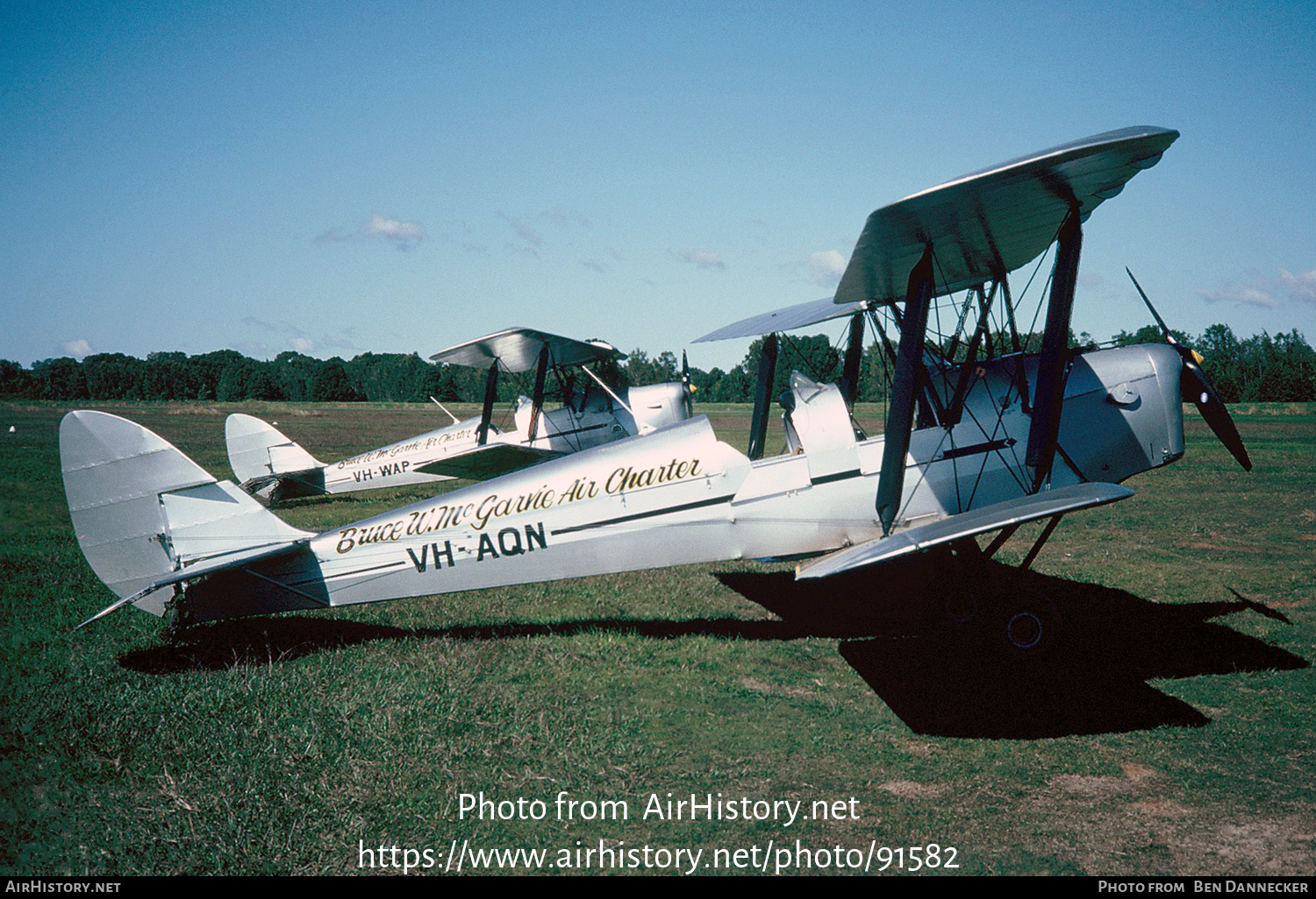 Aircraft Photo of VH-AQN | De Havilland D.H. 82A Tiger Moth | Bruce W McGarvie Air Charter | AirHistory.net #91582