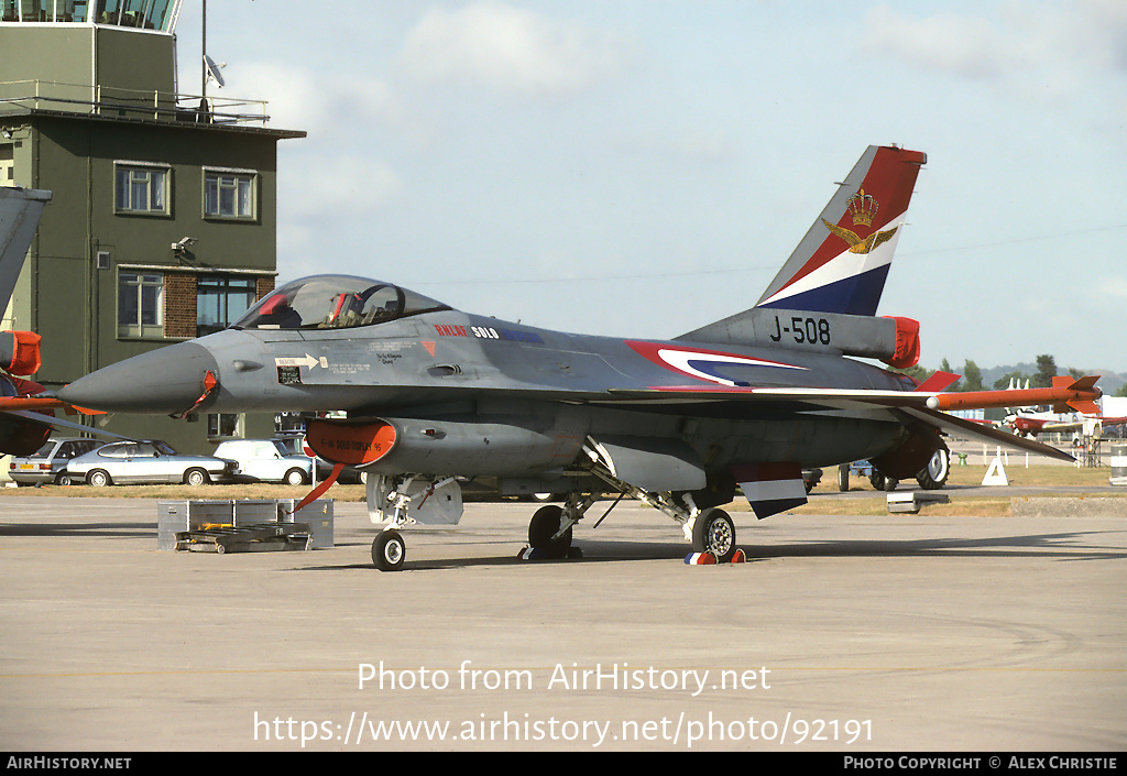 Aircraft Photo of J-508 | General Dynamics F-16A Fighting Falcon | Netherlands - Air Force | AirHistory.net #92191