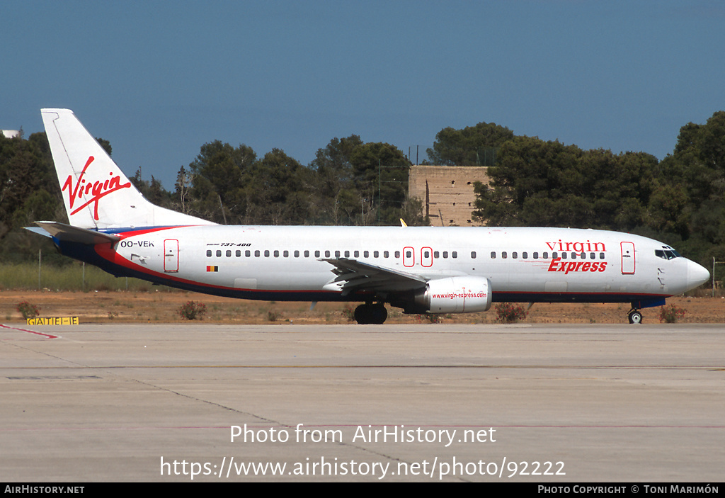 Aircraft Photo of OO-VEK | Boeing 737-405 | Virgin Express | AirHistory.net #92222