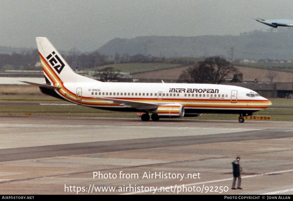 Aircraft Photo of G-BNGL | Boeing 737-3Y0 | Inter European Airways - IEA | AirHistory.net #92250